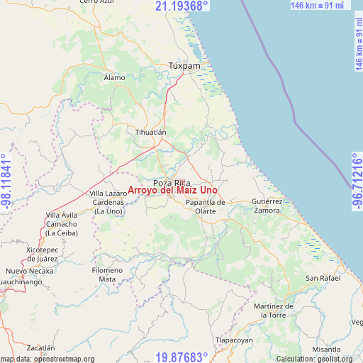 Arroyo del Maíz Uno on map