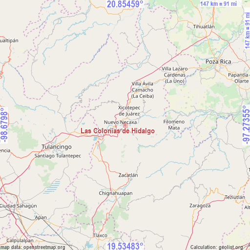Las Colonias de Hidalgo on map