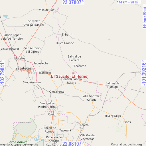 El Saucito (El Horno) on map