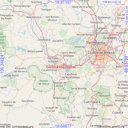 Colonia los Cedros on map