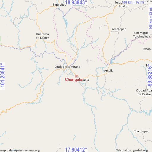 Changata on map