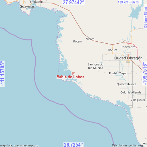 Bahía de Lobos on map