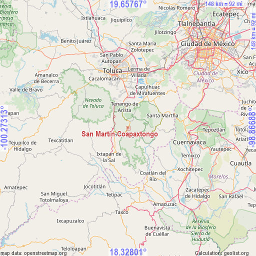 San Martín Coapaxtongo on map