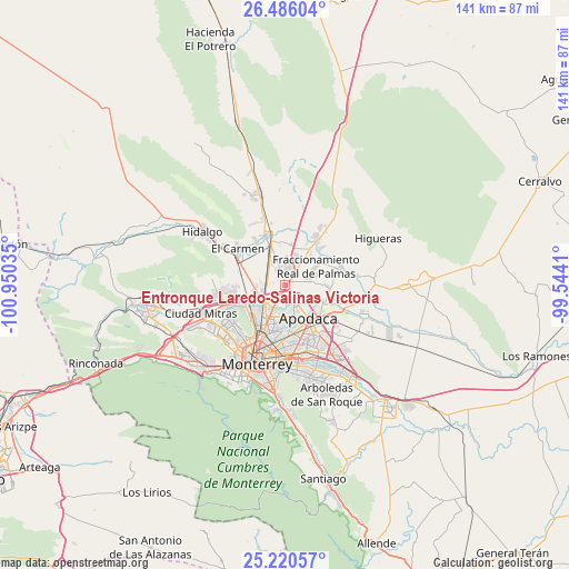 Entronque Laredo-Salinas Victoria on map