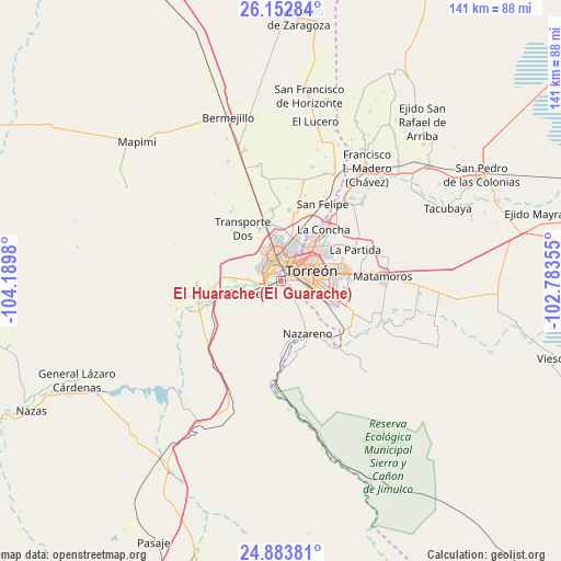 El Huarache (El Guarache) on map