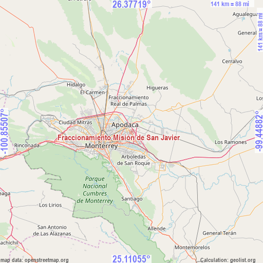 Fraccionamiento Misión de San Javier on map