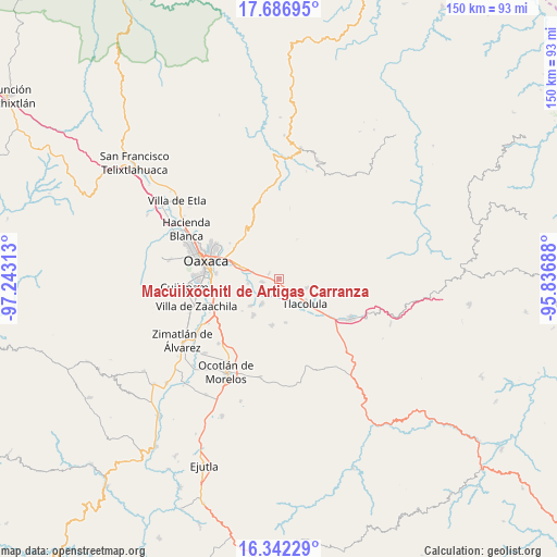 Macuilxóchitl de Artigas Carranza on map