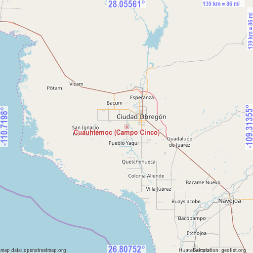 Cuauhtémoc (Campo Cinco) on map