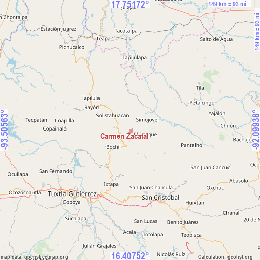 Carmen Zacatal on map