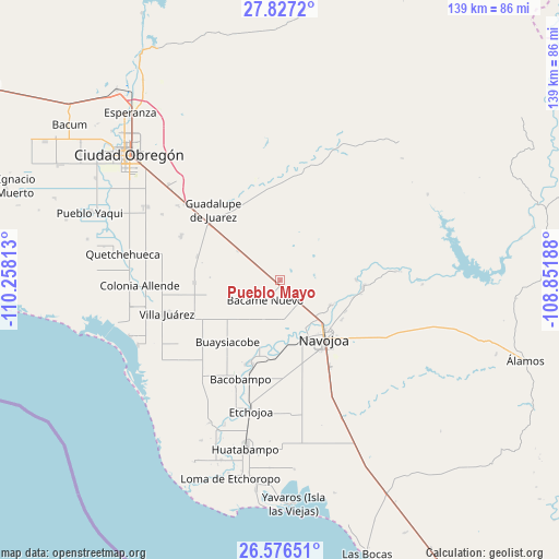 Pueblo Mayo on map