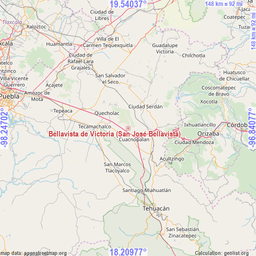 Bellavista de Victoria (San José Bellavista) on map