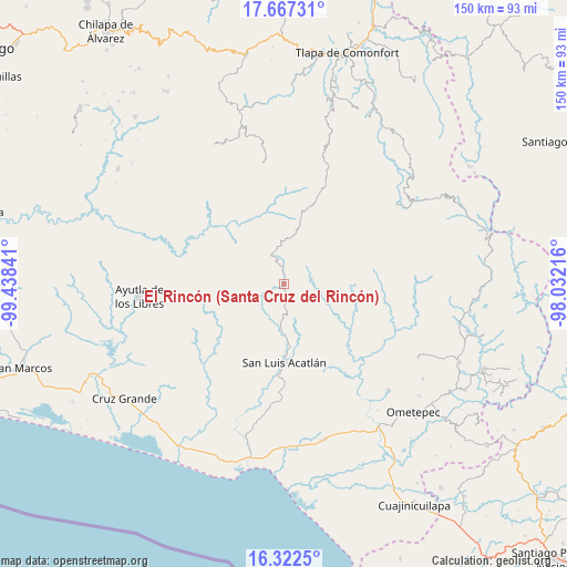 El Rincón (Santa Cruz del Rincón) on map
