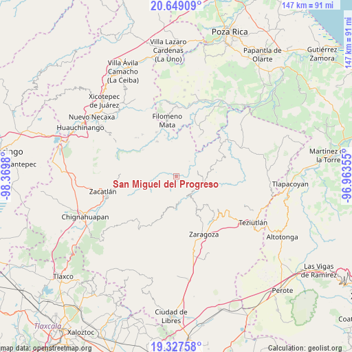 San Miguel del Progreso on map