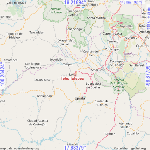 Tehuilotepec on map