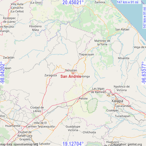 San Andrés on map