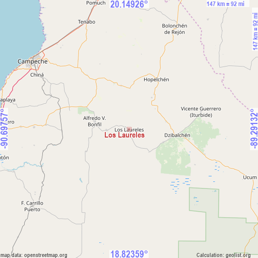Los Laureles on map