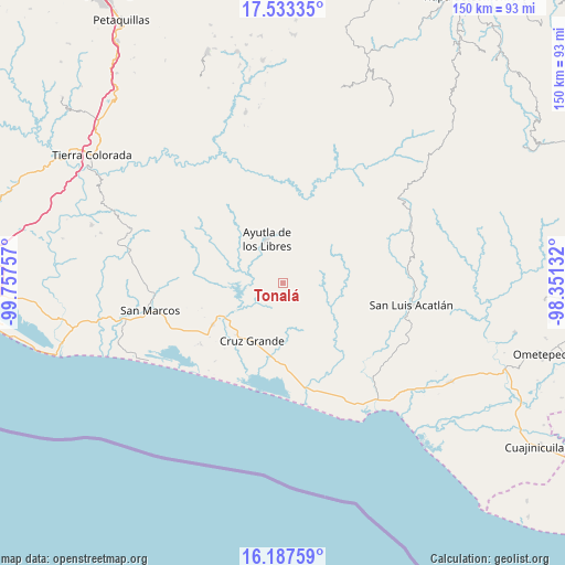 Tonalá on map