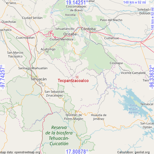 Tecpantzacoalco on map