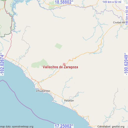 Vallecitos de Zaragoza on map