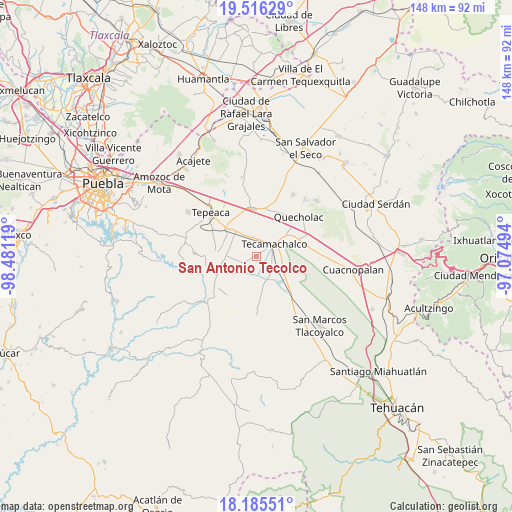 San Antonio Tecolco on map