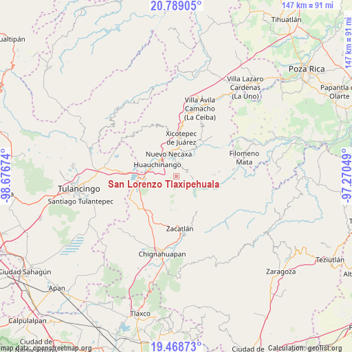 San Lorenzo Tlaxipehuala on map