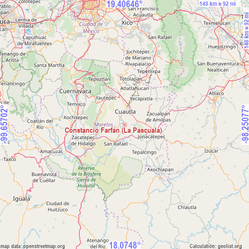 Constancio Farfán (La Pascuala) on map