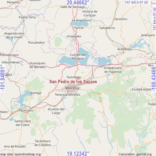San Pedro de los Sauces on map