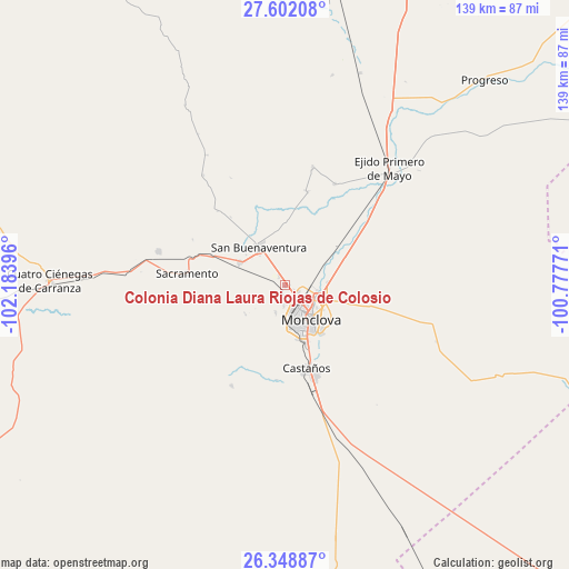 Colonia Diana Laura Riojas de Colosio on map