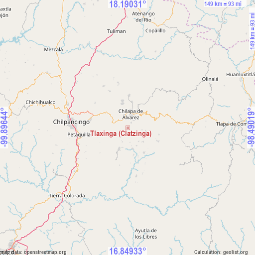 Tlaxinga (Clatzinga) on map