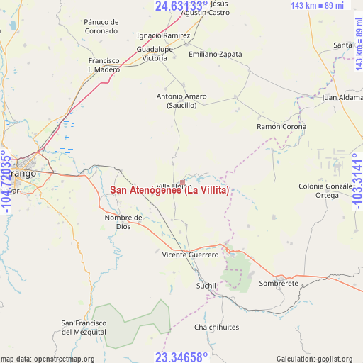 San Atenógenes (La Villita) on map