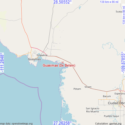 Guásimas (De Belem) on map