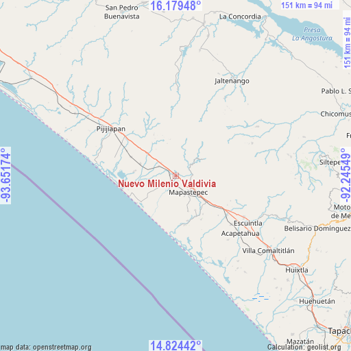 Nuevo Milenio Valdivia on map