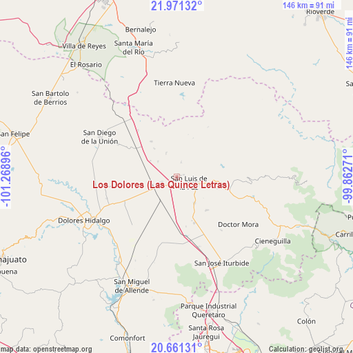 Los Dolores (Las Quince Letras) on map