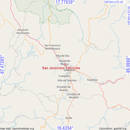 San Jerónimo Yahuiche on map