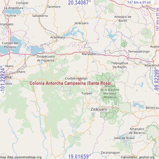 Colonia Antorcha Campesina (Santa Rosa) on map