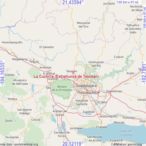 La Cuchilla (Extramuros de Tesistán) on map