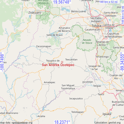 San Andrés Ocotepec on map