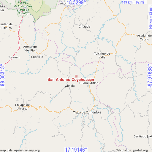 San Antonio Coyahuacán on map