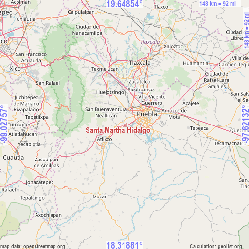 Santa Martha Hidalgo on map