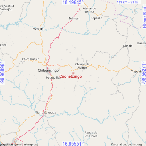 Cuonetzingo on map