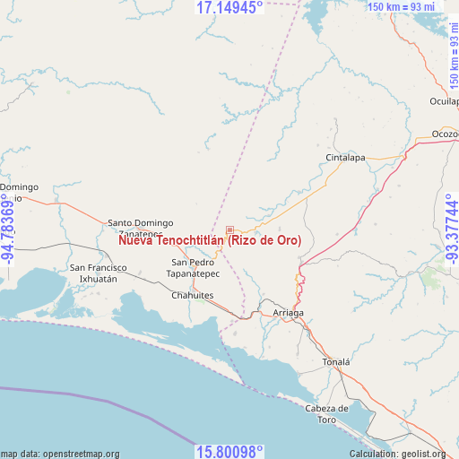 Nueva Tenochtitlán (Rizo de Oro) on map