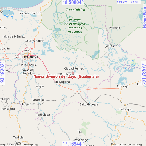 Nueva División del Bayo (Guatemala) on map