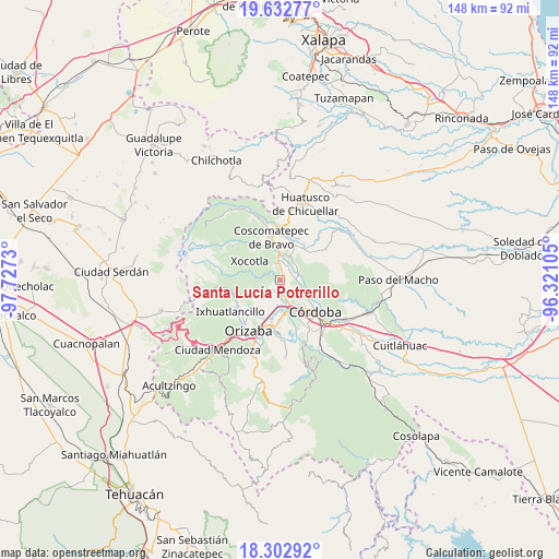 Santa Lucía Potrerillo on map