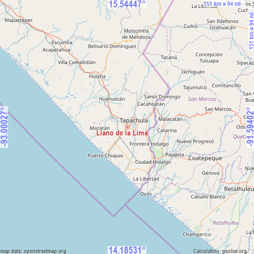 Llano de la Lima on map