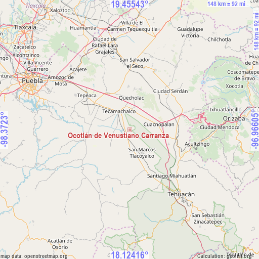 Ocotlán de Venustiano Carranza on map