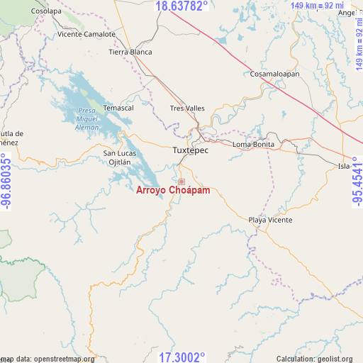Arroyo Choápam on map