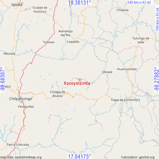 Xocoyolzintla on map