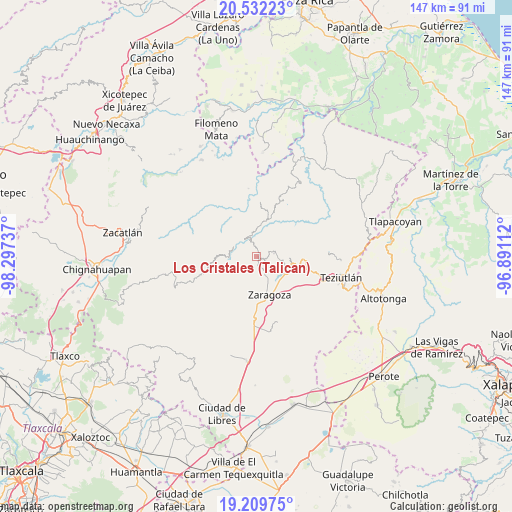 Los Cristales (Talican) on map