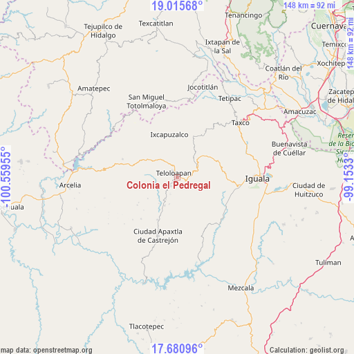 Colonia el Pedregal on map