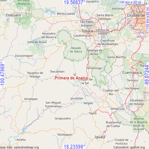 Primera de Analco on map